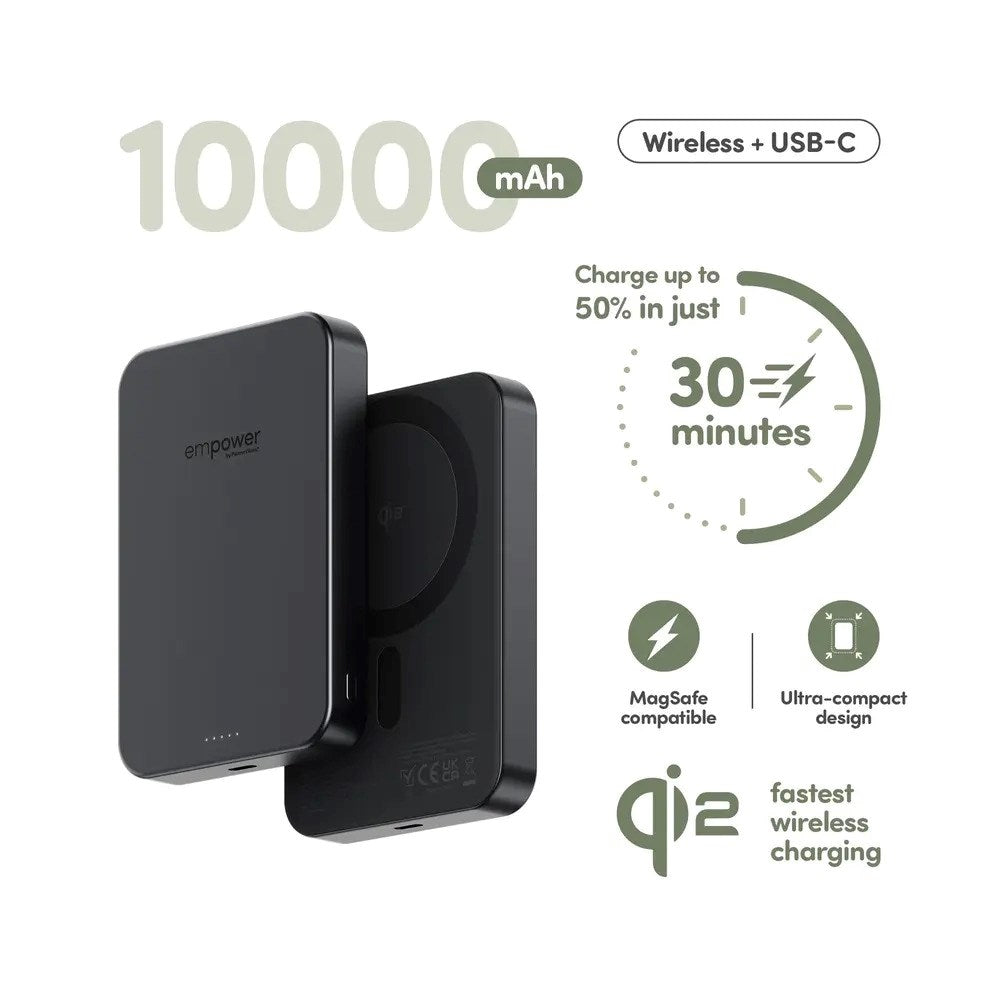 empower by PanzerGlass 10.000 mAh empower Bank - Qi2 / MagSafe Kompatibel - Space Black