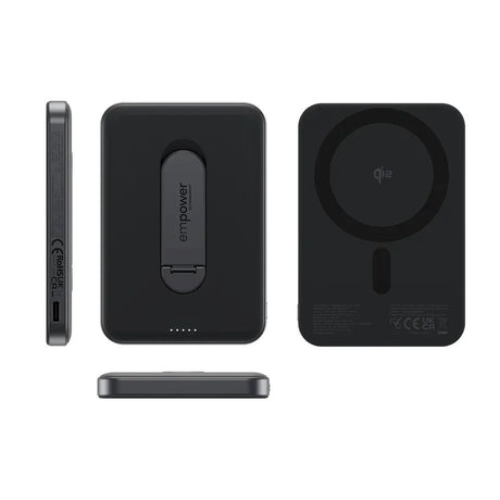 empower by PanzerGlass 5000 mAh empower Bank m. Spin Stand - Qi2 / MagSafe Kompatibel - Space Black