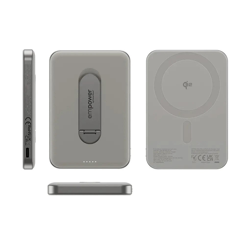 empower by PanzerGlass 5000 mAh empower Bank m. Spin Stand - Qi2 / MagSafe Kompatibel - Titanium