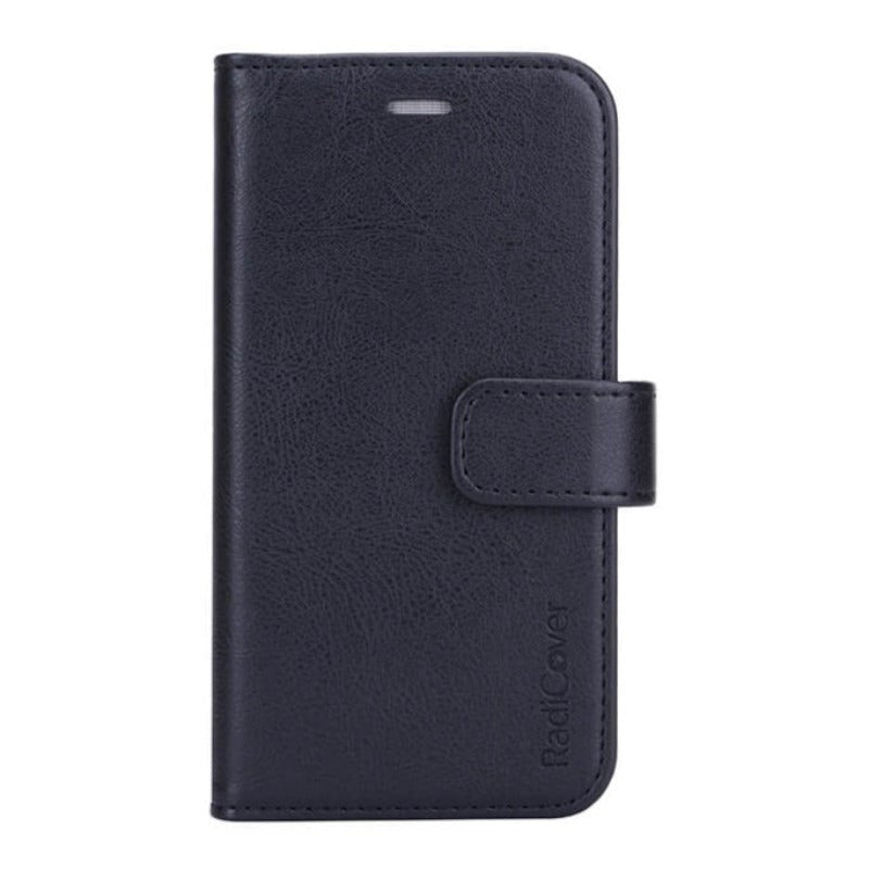 RadiCover Samsung Galaxy S22 - Vegansk Læder Flip Cover - 86% Strålingsbeskyttelse - Sort