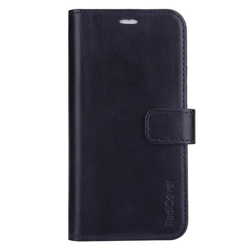 RadiCover Exclusive 2-in-1 iPhone Xs / X - Ægte Læder Flip Cover - 86% beskyttelse - Sort