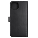 RadiCover Exclusive 2-in-1 iPhone 14 Plus - Ægte Læder Flip Cover - 86% Strålingsbeskyttelse - Sort