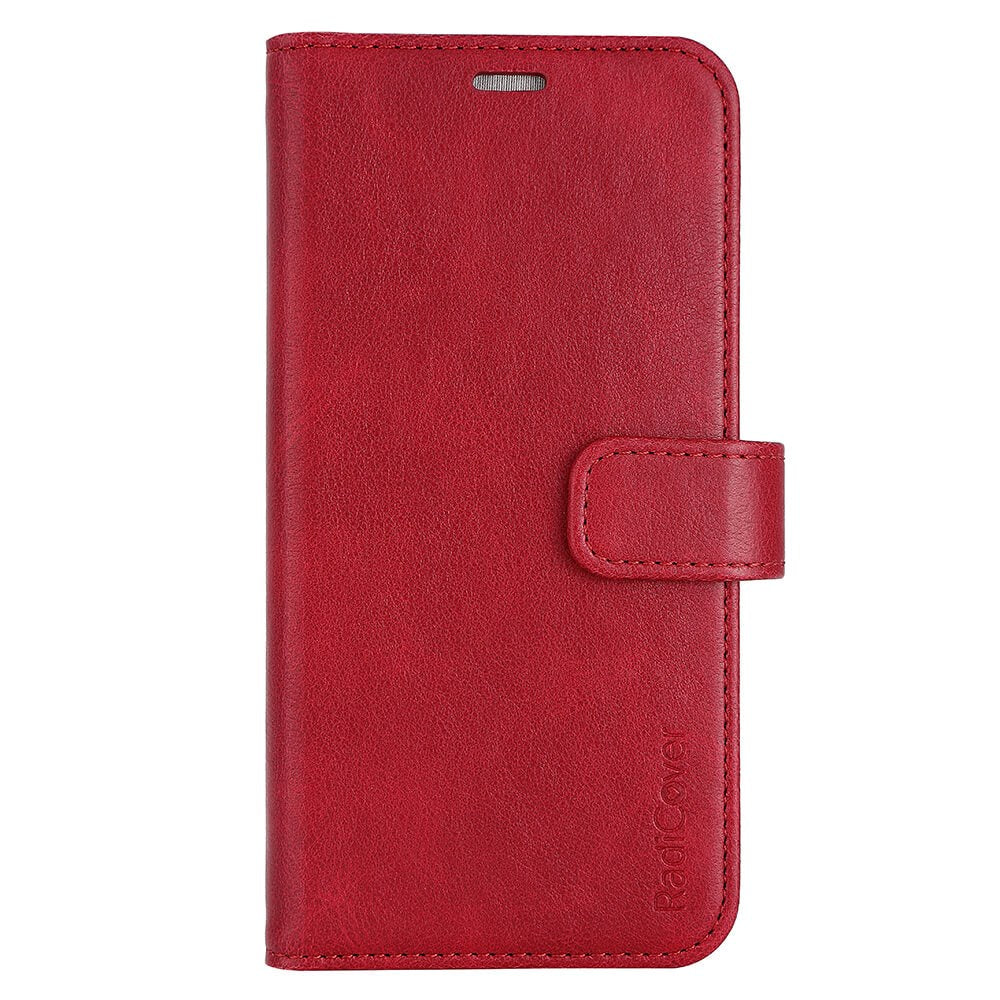 iPhone 14 / 13 RadiCover Vegan Leather Flip Cover - 86 % strålebeskyttelse - Rød