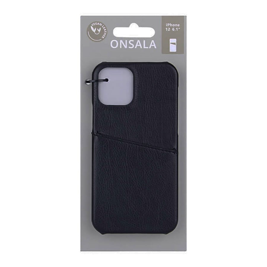 iPhone 12 Pro / 12 GEAR Onsala Collection skinndeksel m. Kortlomme - Sort