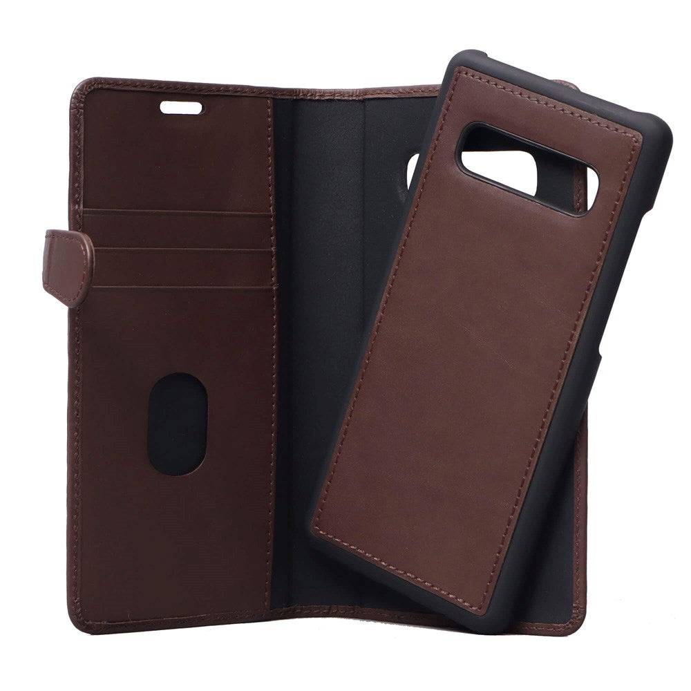 Buffalo - Samsung Galaxy S10 - 2-i-1 Ægte Læder Flip Cover - Brun