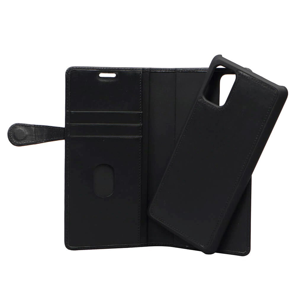 Buffalo - Samsung Galaxy A71 - 2-i-1 Ægte Læder Flip Cover - Sort