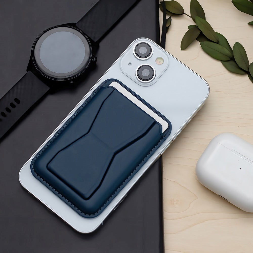 Skinnkortholder med. Ståfunksjon - Blå