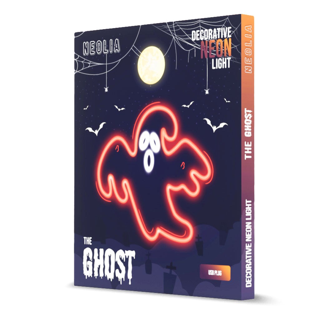 Neolia LED neonskilt Halloween - Rødt og hvitt lys m. Spøkelse