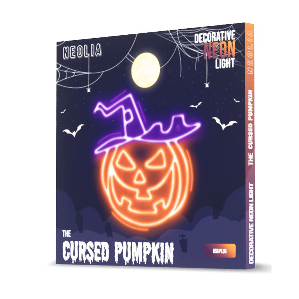 Neolia LED neonskilt Halloween - oransje og lilla lys m. Gresskar