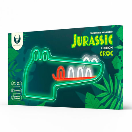 Forever Light Neon Sign LED Jurassic Edition - Flerfarget lys m. Krokodille