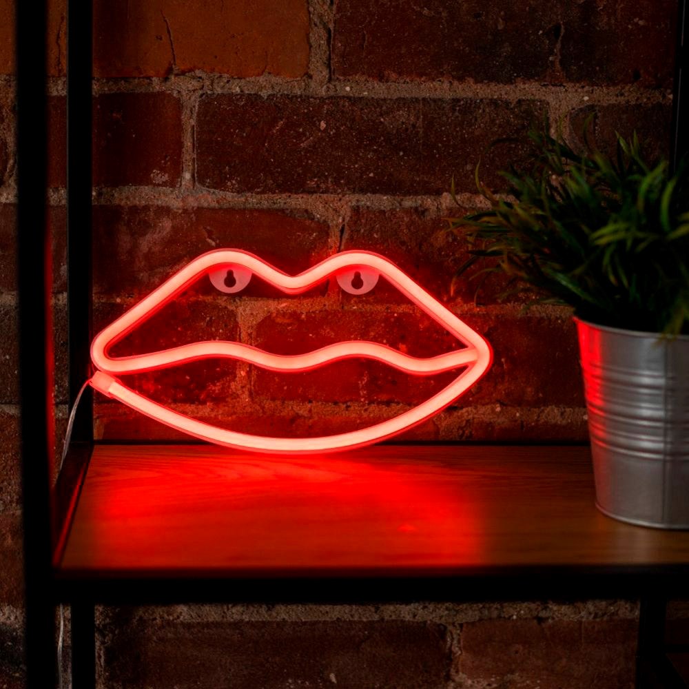 Forever Light - Læbeformet LED Neon Skilt - Rød Lys