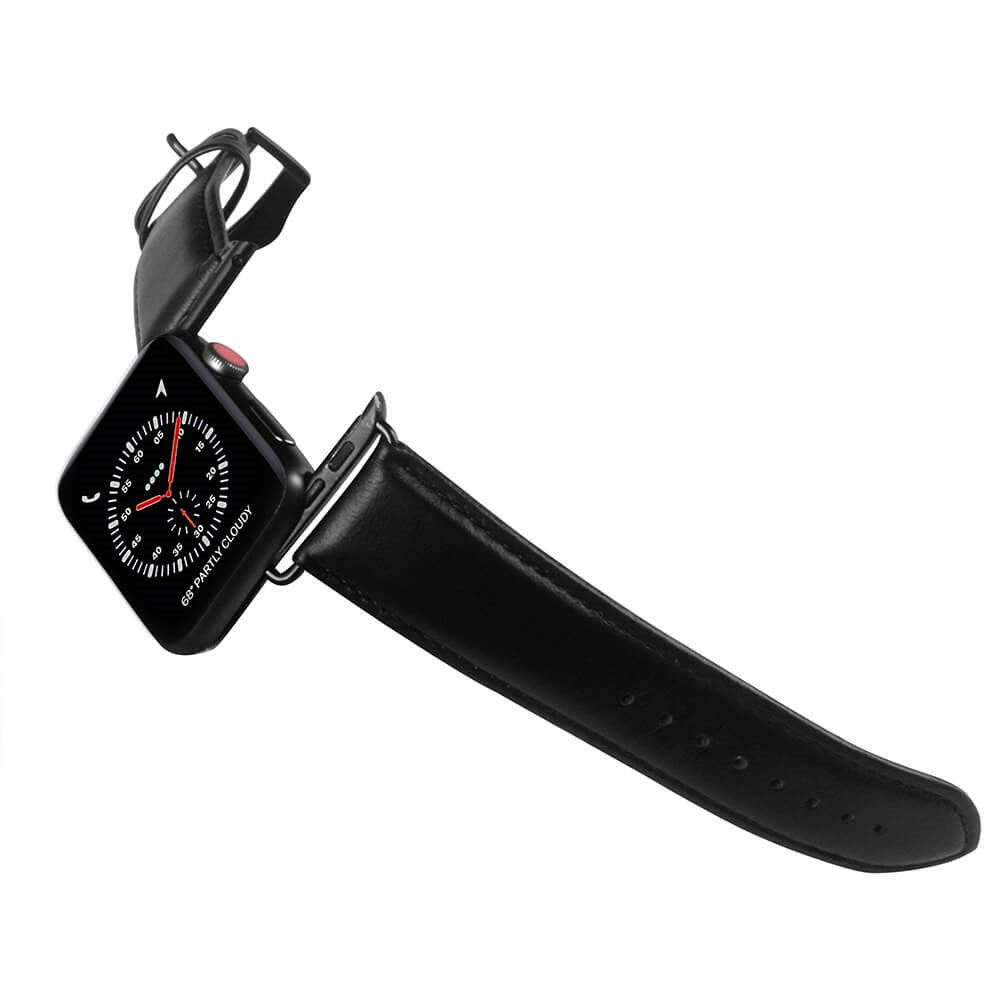 Apple Watch (38/40/SE/41/42 mm) GEAR Buffalo ekte lærrem - svart