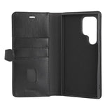 Samsung Galaxy S24 Ultra Buffalo 2-in-1 Wallet Ægte Læder Magnet Flip Cover m. Pung - Sort