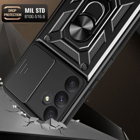 Samsung Galaxy A15 (5G) / A15 Tech-Protect Camshield Cover m. Magnetisk fingerring og stativfunksjon - svart