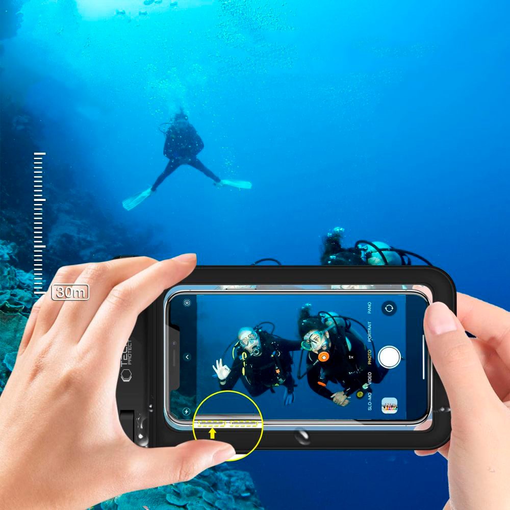 Tech-Protect Universal Waterproof Case - Svart / Gjennomsiktig (maks. mobil: 190 x 110 mm)