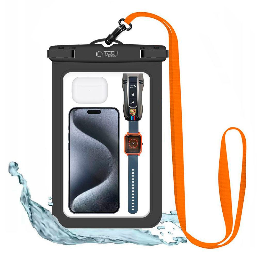 Tech-Protect Universal Waterproof Case - Svart / Gjennomsiktig (maks. mobil: 190 x 110 mm)