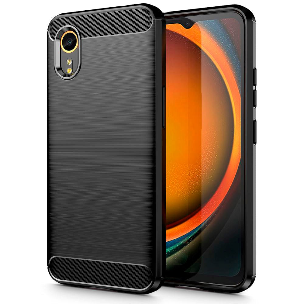 Samsung Galaxy Xcover 7 Tech-Protect fleksibelt plastkarbon bakdeksel - svart