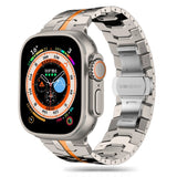 Apple Watch (42/44/SE/45/46/49 mm) Tech-Protect klokkerem i rustfritt stål - titan / oransje