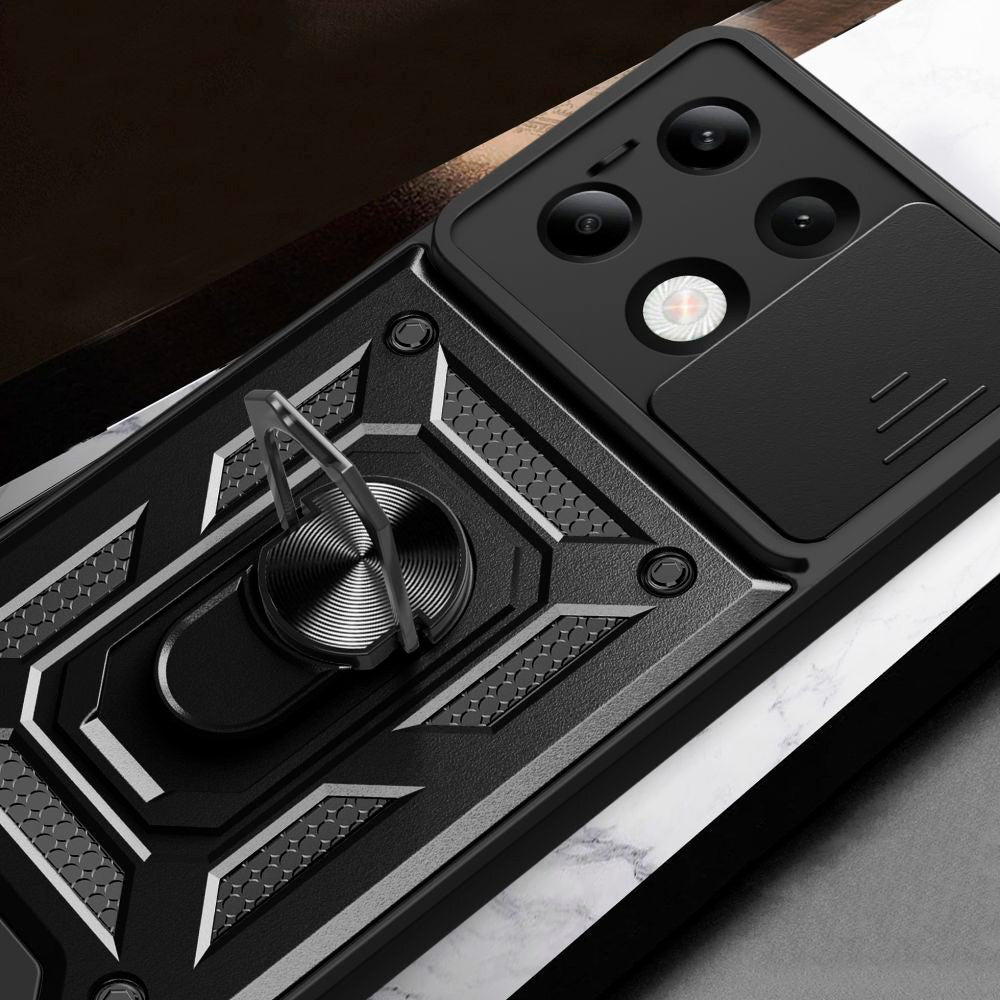 Xiaomi Redmi Note 13 (4G) Tech-Protect Camshield Cover m. Magnetisk fingerring og stativfunksjon - svart