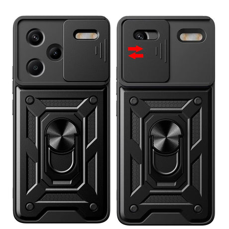 Xiaomi Redmi Note 13 Pro+ (pluss) Tech-Protect Camshield Cover m. Magnetisk fingerring og stativfunksjon - svart