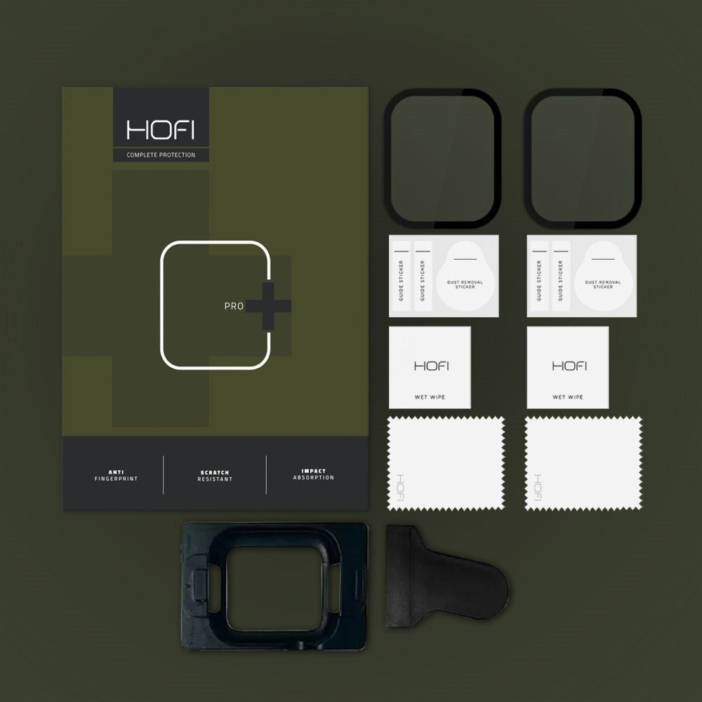 Apple Watch 7/8/9 (41 mm) Hofi Glass Pro+ Skjermbeskytter - Veskevennlig - 2-Pack - Black Edge