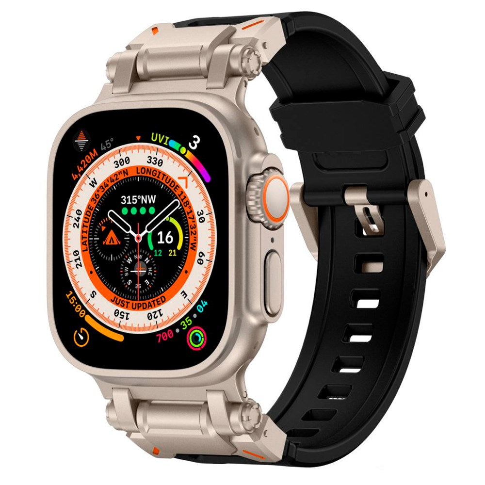 Tech-Protect Apple Watch (42/44/SE/45/46/49 mm) Delta Pro Silikonstropp - Svart / Titanium