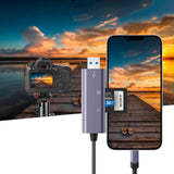 Tech-Protect Ultraboost minnekortleser SD-kortadapter m. Lyn / USB-A / USB-C - Grå