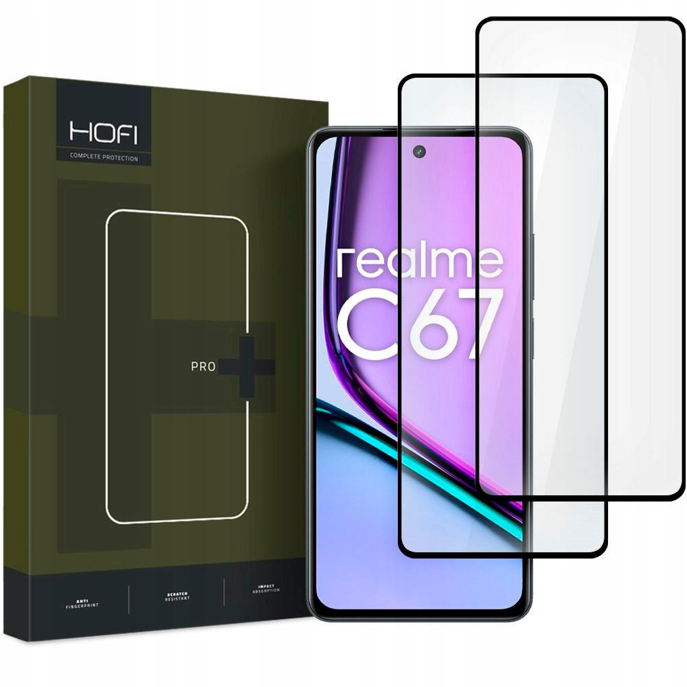 Realme C67 (4G) Hofi Glass Pro+ Skjermbeskytter i herdet glass - Veskevennlig - 2-pack - Black Edge