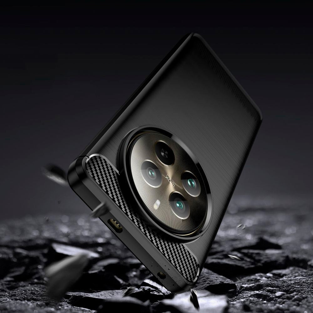 Realme 12 Pro (5G) / 12 Pro+ (5G) Tech-Protect fleksibelt plastkarbon bakdeksel - svart