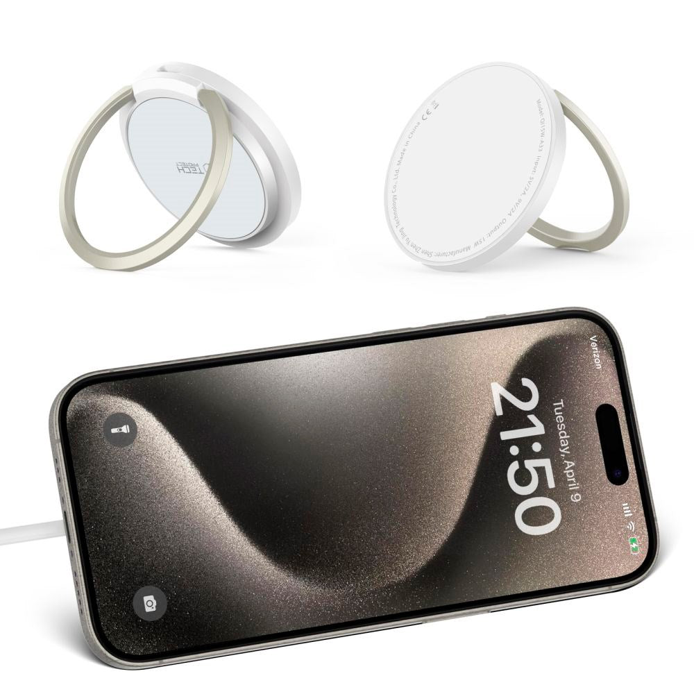 Tech-Protect A33 magnetisk trådløs lader 15W - MagSafe-kompatibel - Hvit