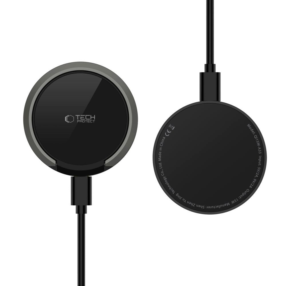 Tech-Protect A33 magnetisk trådløs lader 15W - MagSafe-kompatibel - Svart