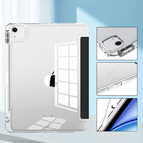 iPad Air 13" (2025 / 2024) Tech-Protect SC Hybrid Flip Cover m. Apple blyantholder - svart / gjennomsiktig