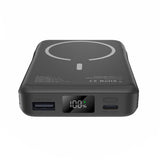 Tech-Protect LifeMag 10 000 mAh PowerBank med integrert USB-C og Lightning-kabel og USB-A og USB-C-kontakter - MagSafe-kompatibel - Svart