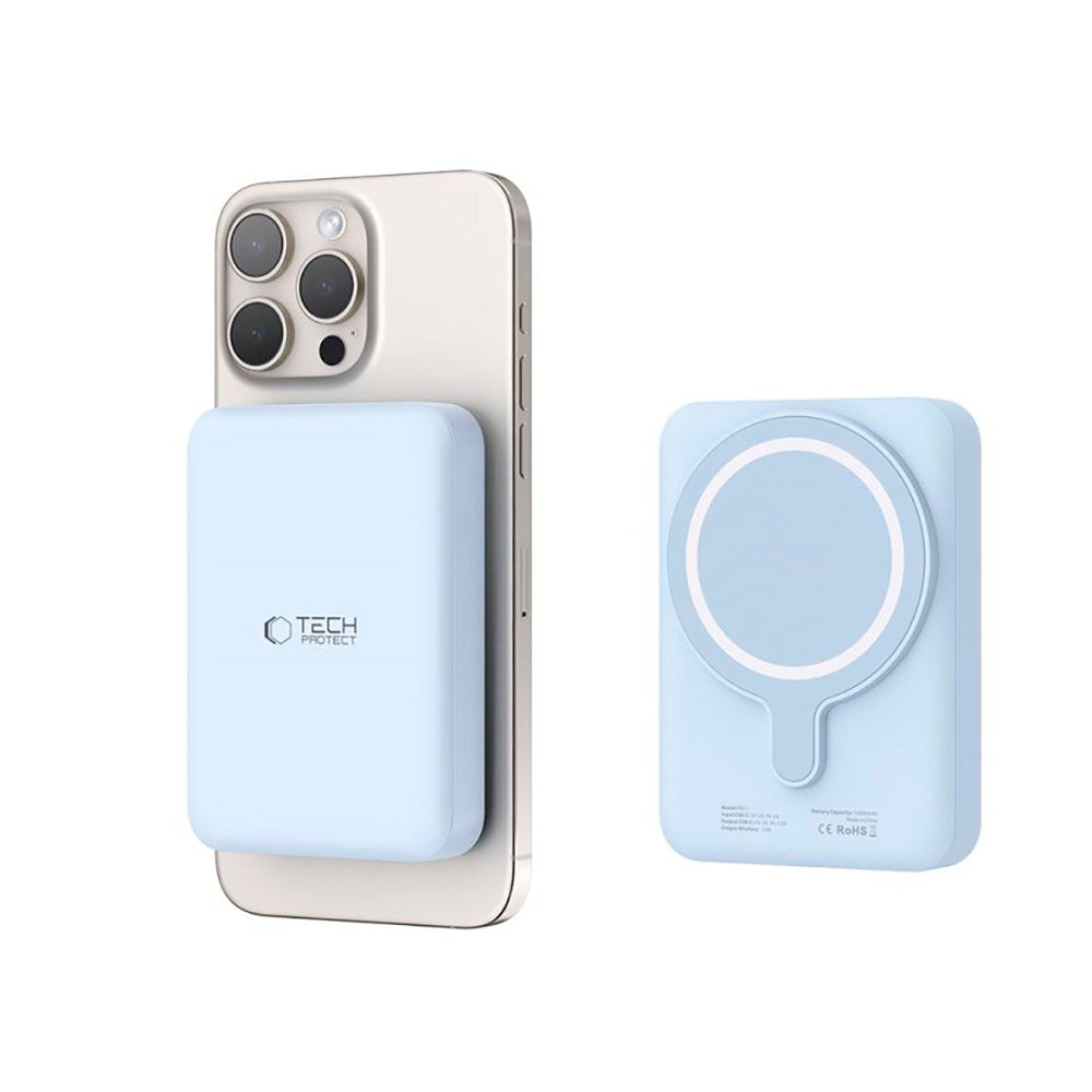 Tech-Protect Wireless Powerbank 10000 mAh - MagSafe-kompatibel - Blå