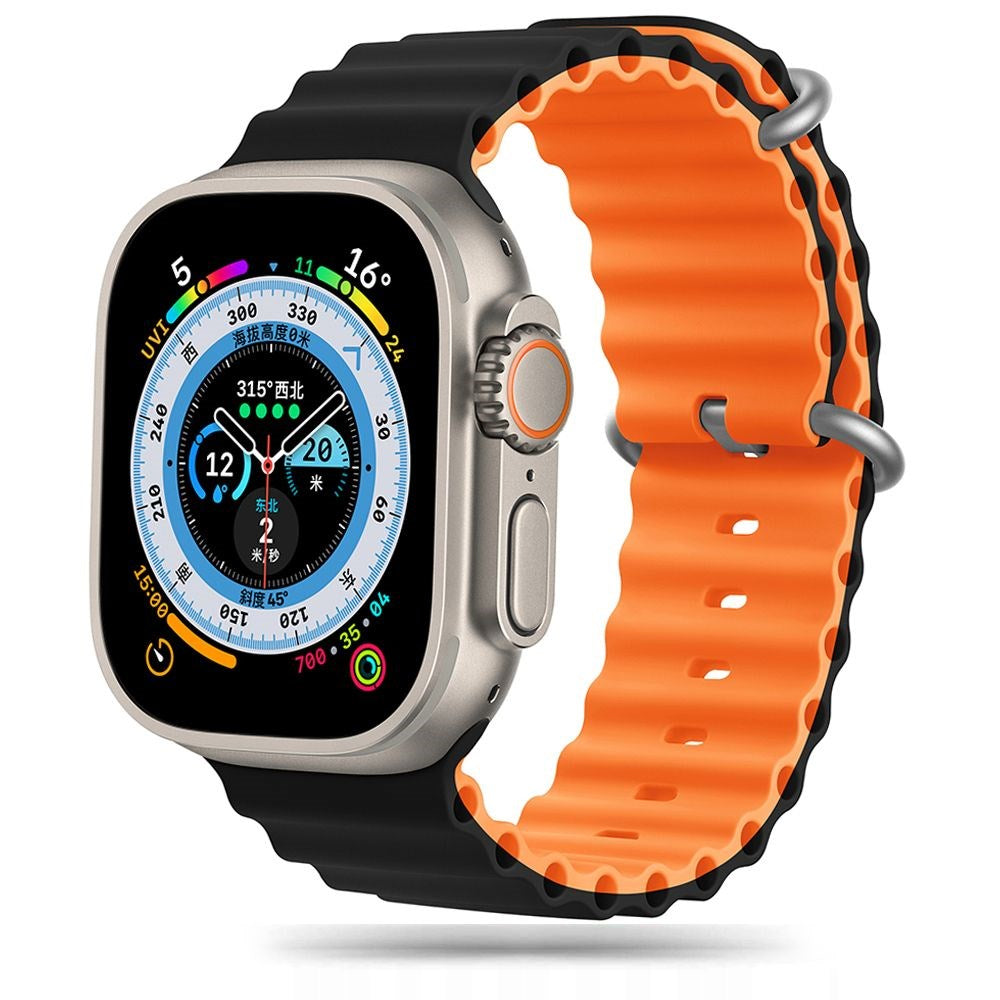 Tech-Protect Apple Watch (42/44/SE/45/46/49 mm) Iconband Pro silikonrem - svart / oransje