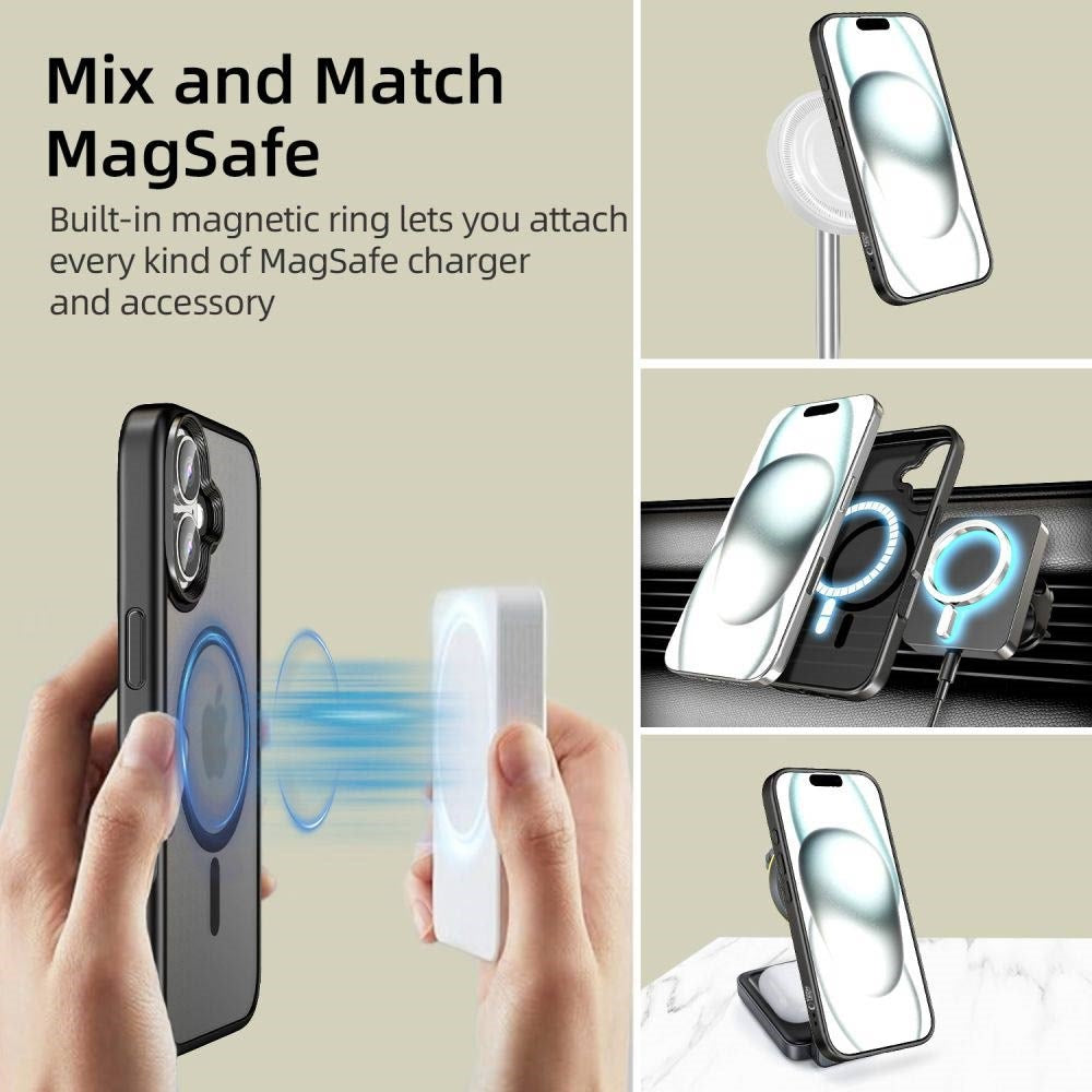 iPhone 16 Plus Tech-Protect MagMat Bakdeksel - MagSafe-kompatibel - Matt Svart