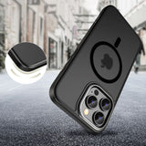 iPhone 16 Pro Tech-Protect MagEdge Hybrid mobildeksel inkl. Kamerabeskyttelse - MagSafe-kompatibel - Gjennomsiktig / Mattsvart