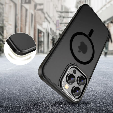 iPhone 16 Pro Tech-Protect MagEdge Hybrid mobildeksel inkl. Kamerabeskyttelse - MagSafe-kompatibel - Gjennomsiktig / Mattsvart