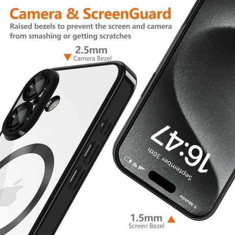 iPhone 16 Tech-Protect Magmat Bakdeksel - MagSafe-kompatibel - Gjennomsiktig / Svart