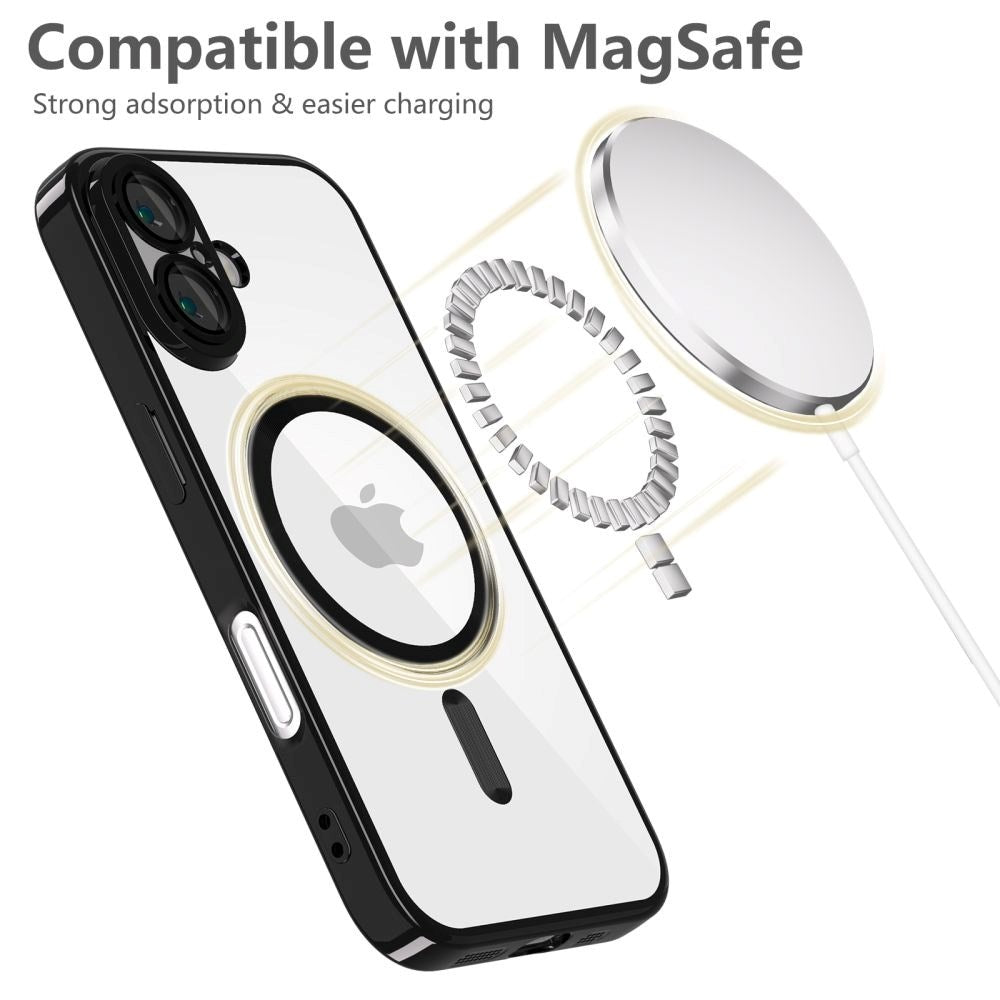 iPhone 16 Tech-Protect Magmat Bakdeksel - MagSafe-kompatibel - Gjennomsiktig / Svart