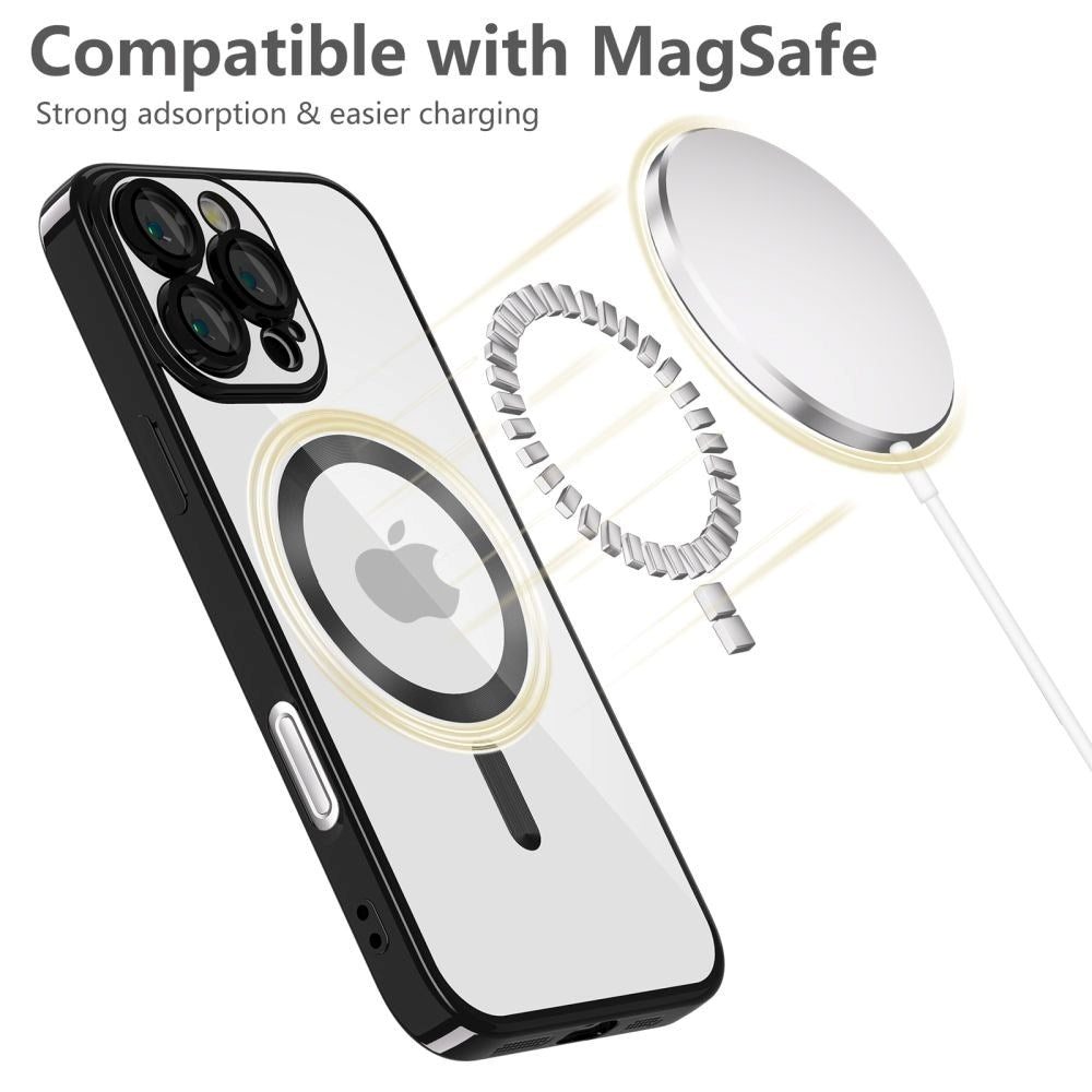 iPhone 16 Pro Tech-Protect Magflex  Bagside Cover - MagSafe Kompatibel - Gennemsigtig / Sort