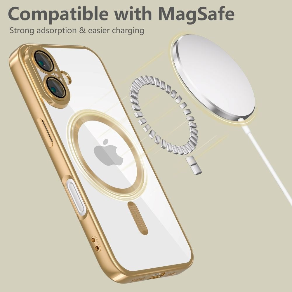 iPhone 16 Tech-Protect Magmat Bakdeksel - MagSafe-kompatibel - Gjennomsiktig / Gull