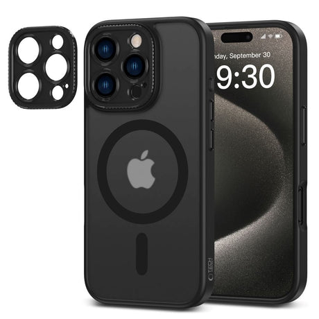 iPhone 16 Pro Tech-Protect Magcam Bakdeksel - MagSafe-kompatibelt - Matt Svart