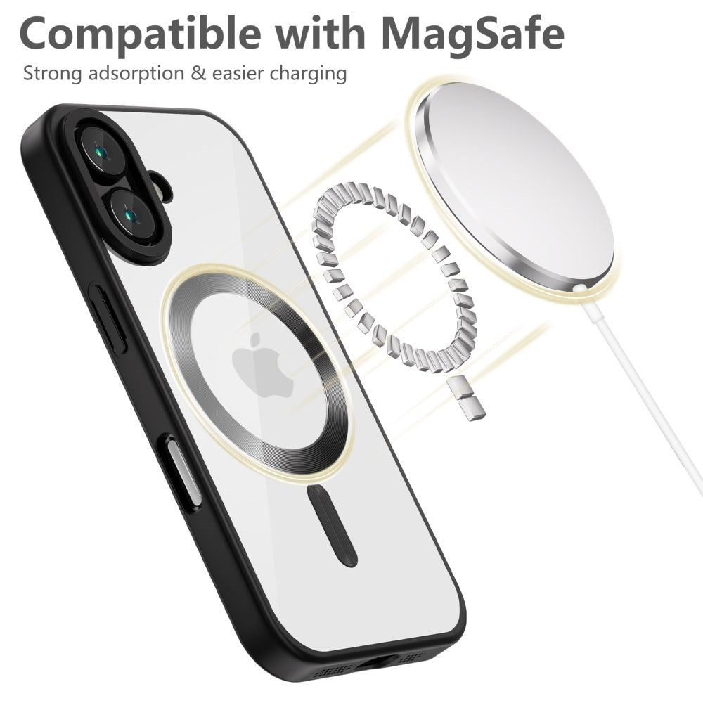 iPhone 16 Tech-Protect Magflex mobildeksel - MagSafe-kompatibel - Gjennomsiktig / Satin Black