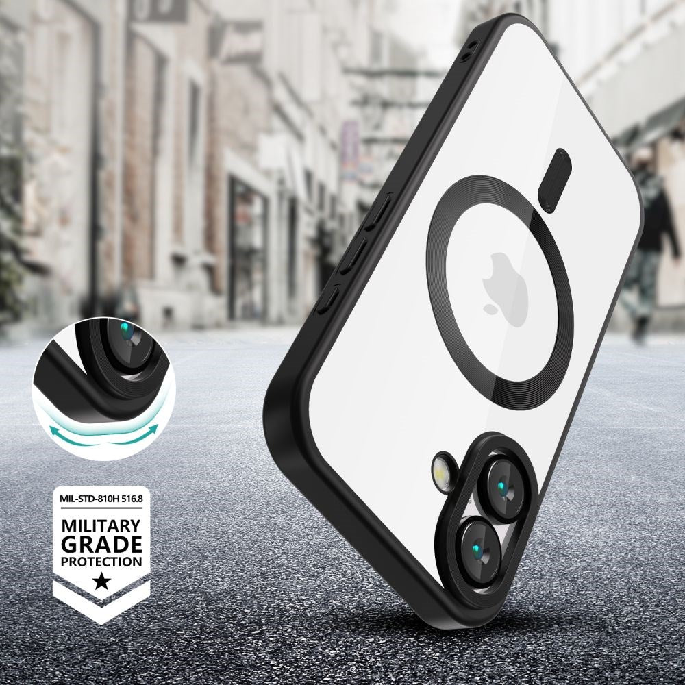 iPhone 16 Tech-Protect Magflex mobildeksel - MagSafe-kompatibel - Gjennomsiktig / Satin Black