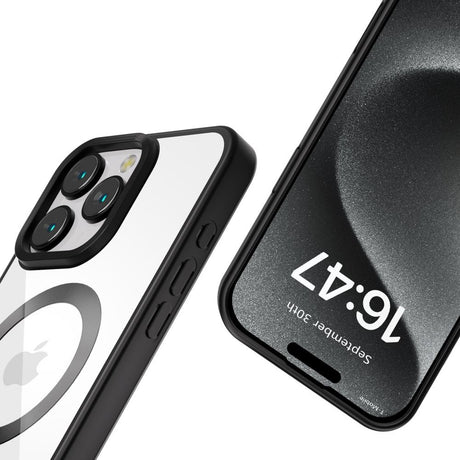 iPhone 16 Pro Max Tech-Protect Magflex mobildeksel - MagSafe-kompatibel - Gjennomsiktig / satengsvart