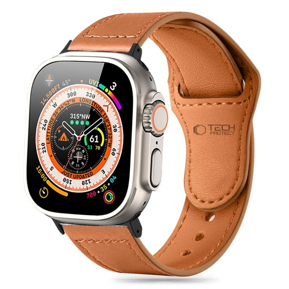 Apple Watch (42/44/SE/45/46/49 mm) Tech-Protect Naturalfit ekte lærreim - brun