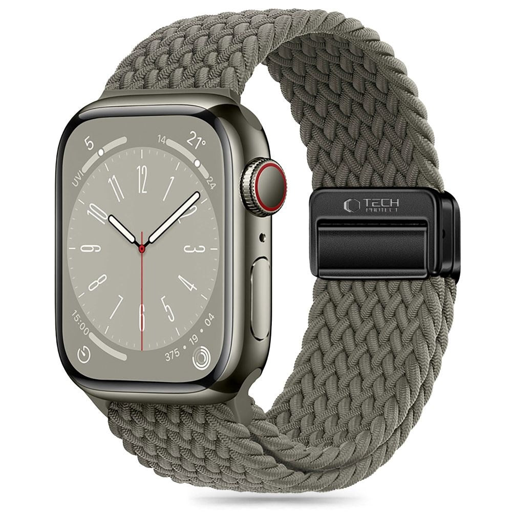Apple Watch (42/44/SE/45/46/49 mm) Tech-Protect NylonMag-rem - grågrønn