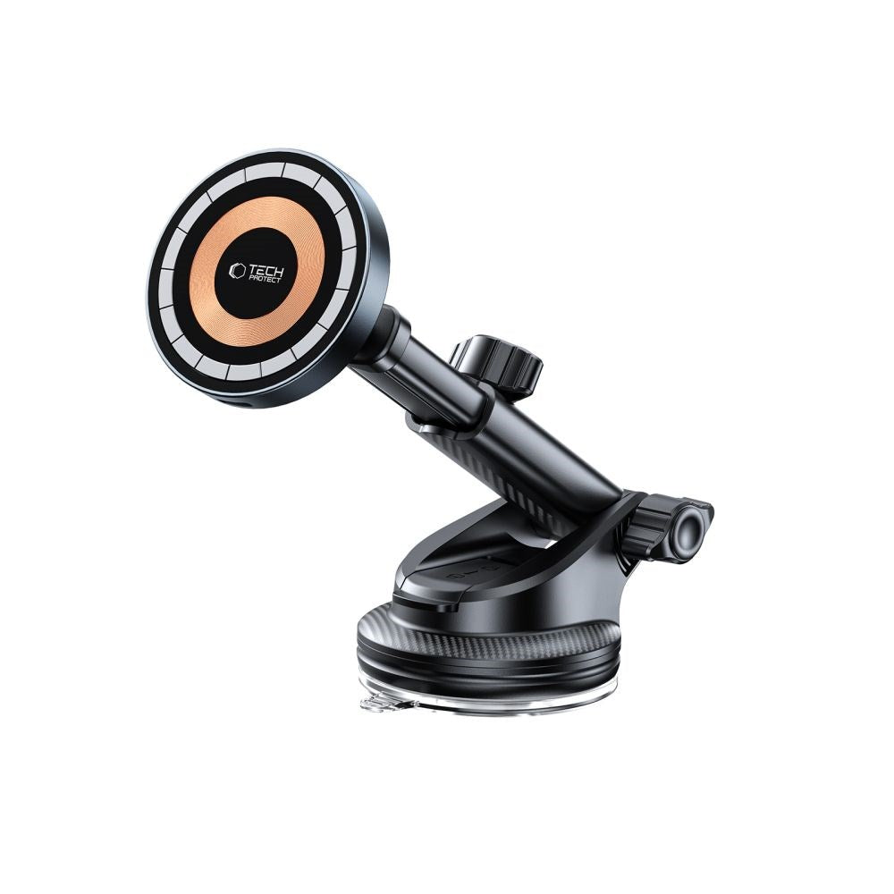Tech-Protect Magnetisk Mobilholder til Bil - Inkl. USB-A til USB-C Kabel - Trådløs Opladning - MagSafe Kompatibel - Sort