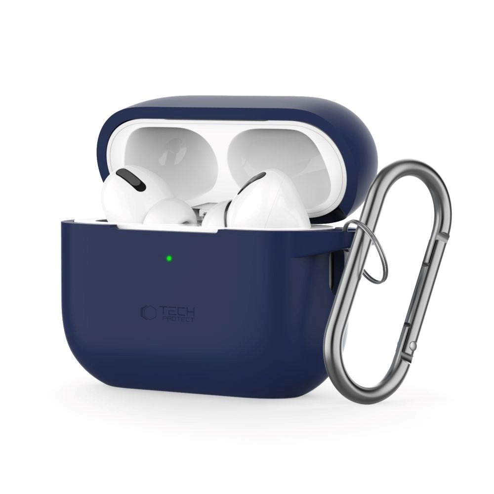 Tech-Protect Apple AirPods Pro (1. og 2. generasjon) silikondeksel m. Karabinhage - Mørkeblå